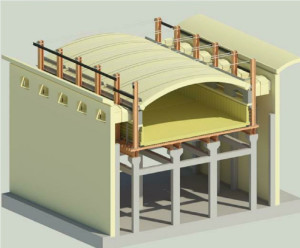 engineering-3D rendering of furnace building section